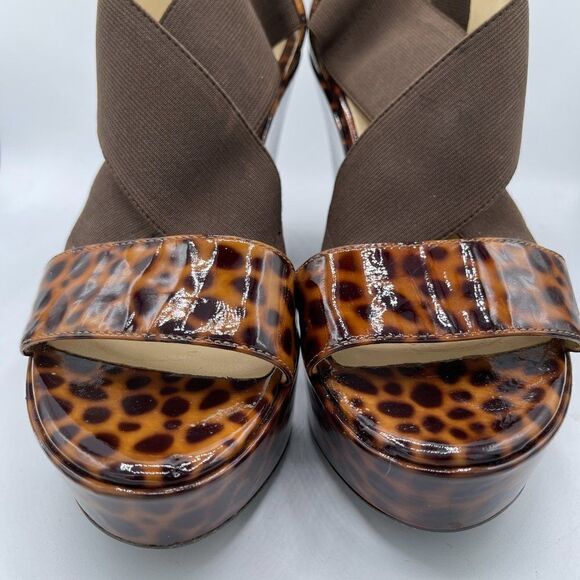 Taryn Rose Leopard Animal Print Sawyer Wedge Sandal 8 - Picture 2 of 16